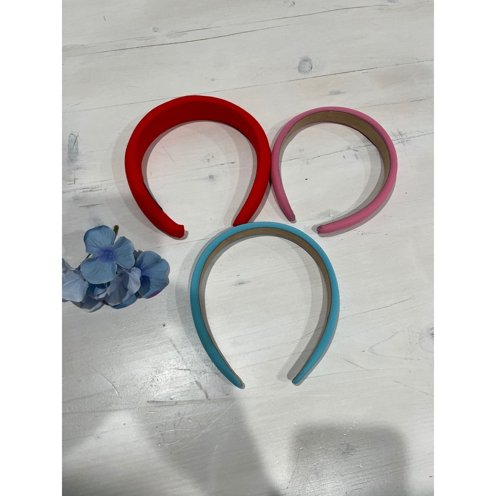 Headbands‎ for Women - Set of 3 - Red Pink Blue Padded Head Band